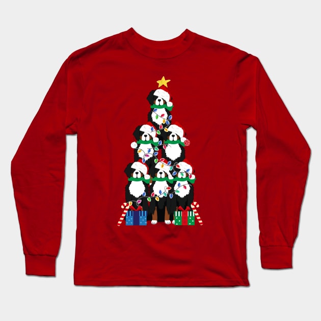 Bernese Mt Dog Puppy Christmas Tree Long Sleeve T-Shirt by EMR_Designs